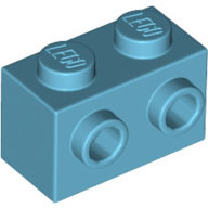 Lego kostka (kostička) 1x2 s nopy na jedné straně, azurová střední (6348142)
